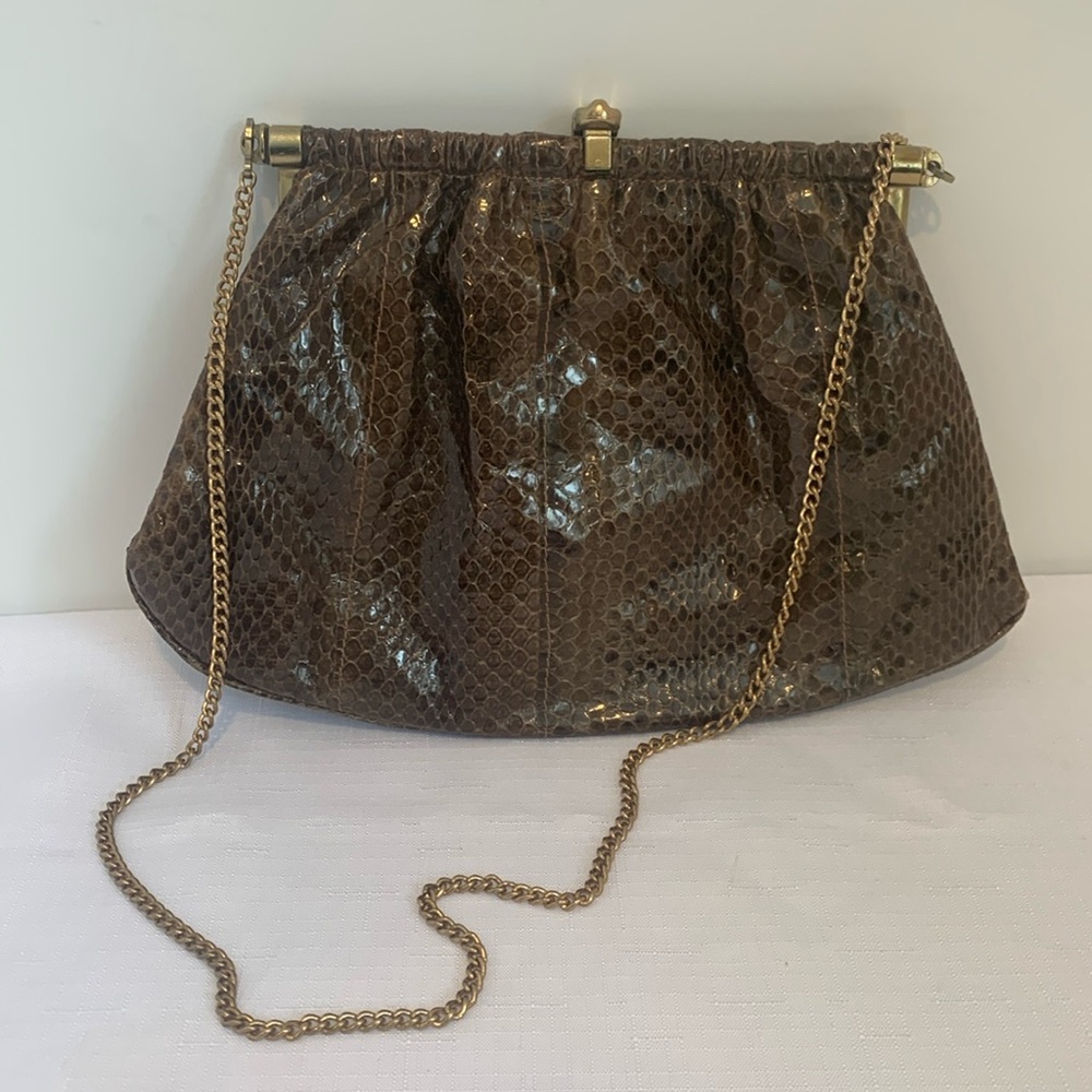 Vintage Brown Snake Skin Purse